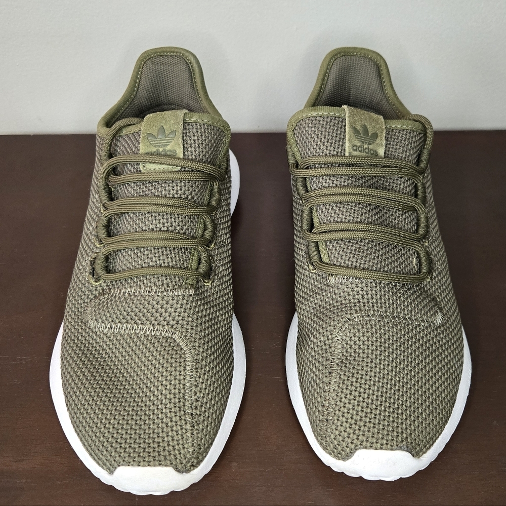 Adidas Army Green Knit Sneakers - Boys 6 or Womens 7.5 - Picture 2 of 11